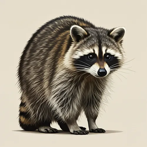 Maio's Raccoon Mascot: A stylized raccoon representing curiosity and resilience, with a system status overlay.